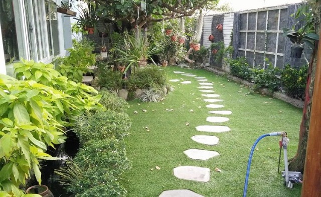 Bố trí thảm cỏ nhân tạo trong sân vườn mang đến giá trị thẩm mỹ cho ngôi nhà